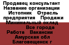 Продавец-консультант › Название организации ­ Истопник › Отрасль предприятия ­ Продажи › Минимальный оклад ­ 60 000 - Все города Работа » Вакансии   . Амурская обл.,Благовещенск г.